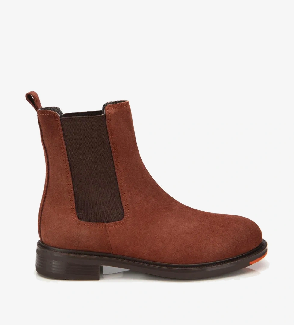 Kadın Süet Deri Taba Lastik Detaylı Düz Bot - Görsel 1