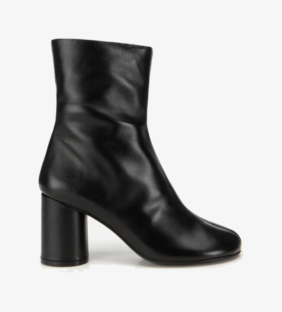Kadın Deri Siyah Streç Blok Detaylı Topuklu Bot - Görsel 1