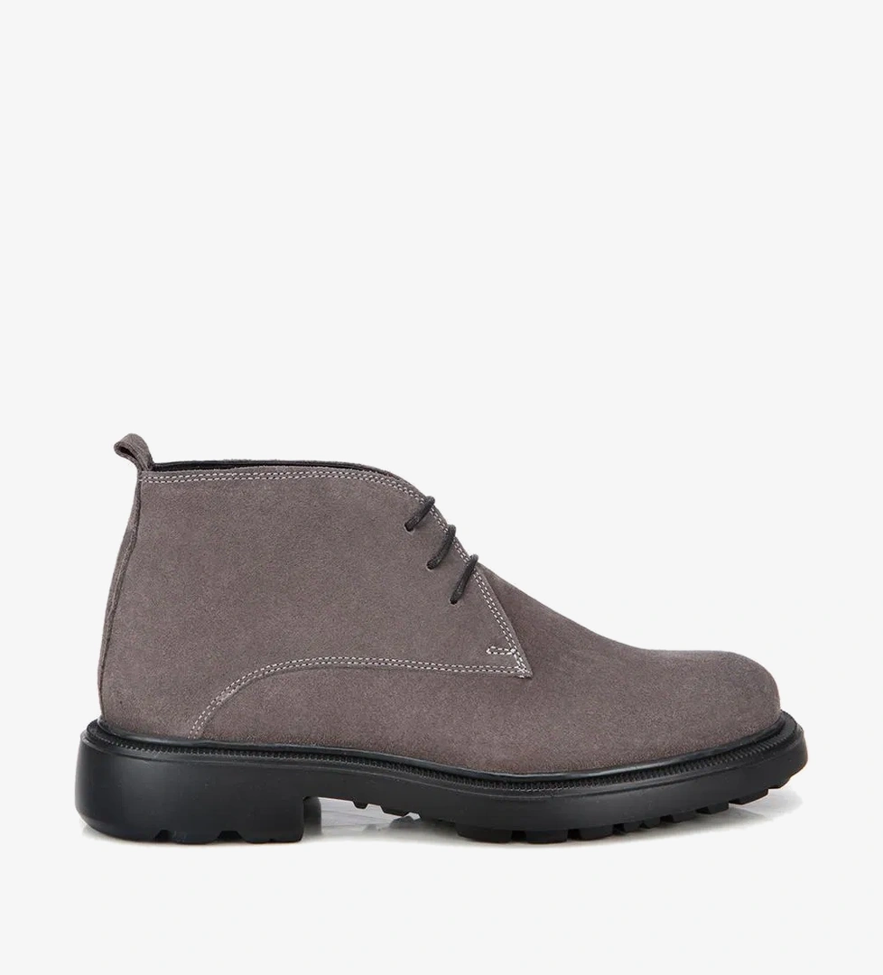 Erkek Süet Deri Gri Bağcık Detaylı Chelsea Bot - Görsel 1