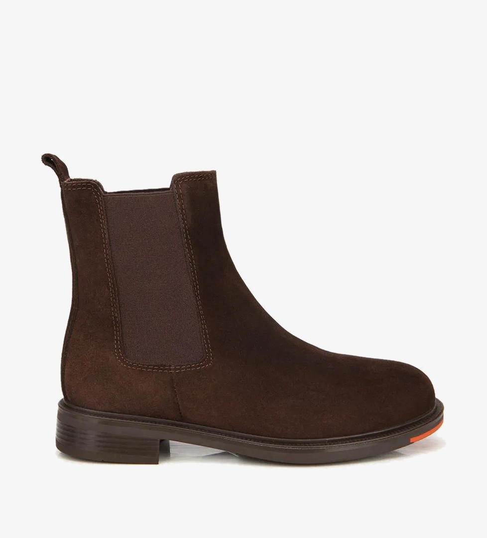 Kadın Süet Deri Kahverengi Lastik Detaylı Düz Bot