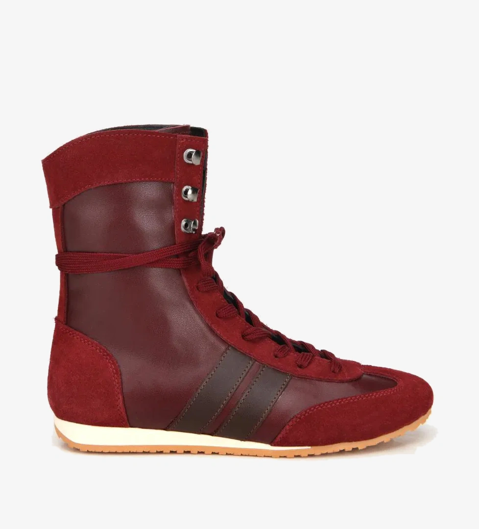 Kadın Deri Bordo Sneaker Comfort Düz Bot - Görsel 1