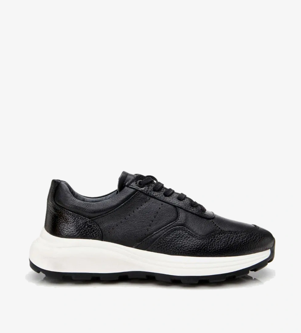Erkek Deri Siyah Spor Ayakkabı - Görsel 1