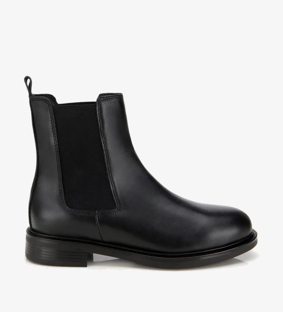 Kadın Deri Siyah Lastik Detaylı Düz Bot - Görsel 1