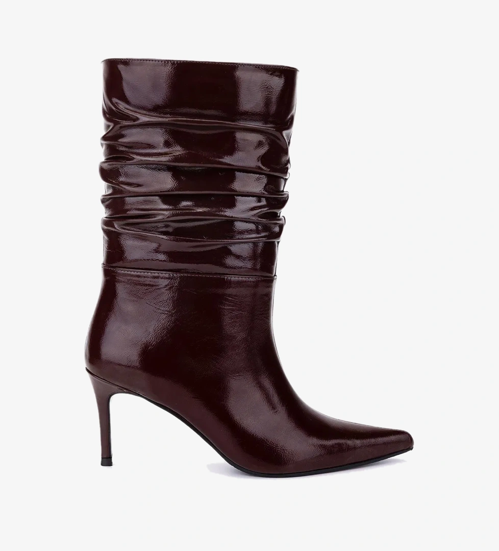 Valmenti Valmenti Kadın Hakiki Deri Bordo Rugan Topuklu Bot model görseli