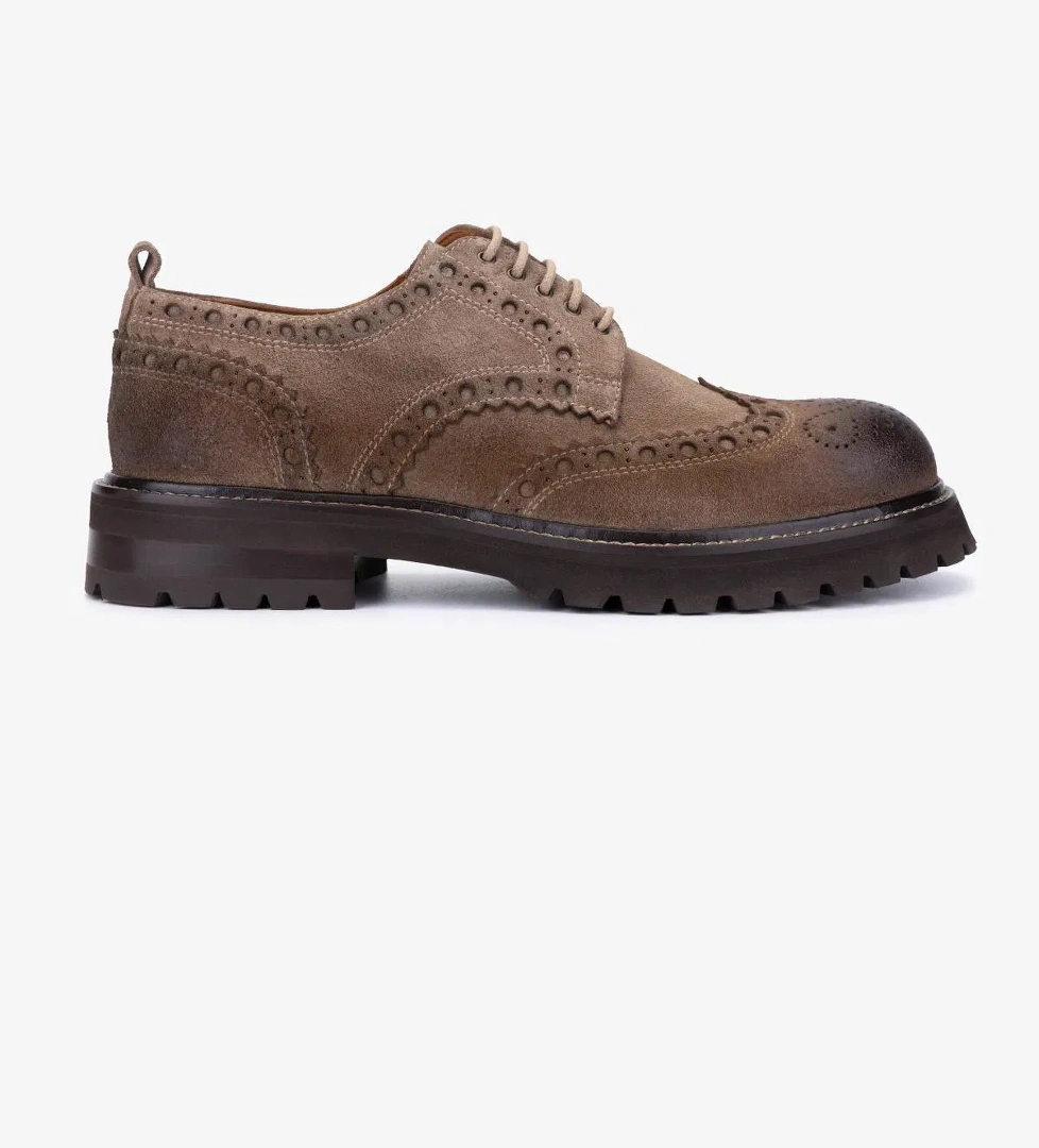 Valmenti Erkek Hakiki Deri Bej Süet Casual Ayakkabı - Görsel 1