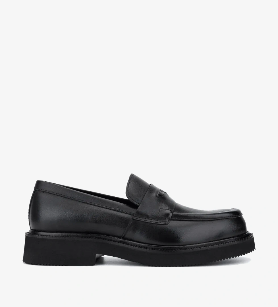 Valmenti Valmenti Erkek Hakiki Deri Siyah Antik Loafer Ayakkabı model görseli