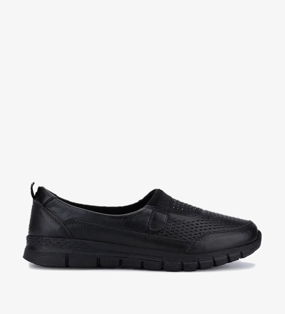 Tamer Tanca Kadın Hakiki Deri Siyah Comfort Ayakkabı - Görsel 1