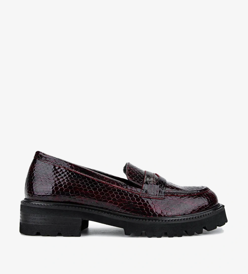 Tamer Tanca Kadın Hakiki Deri Bordo Loafer Ayakkabı - Görsel 1