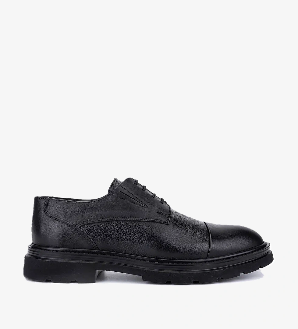 Tamer Tanca Erkek Hakiki Deri Siyah Casual Ayakkabı - Görsel 1