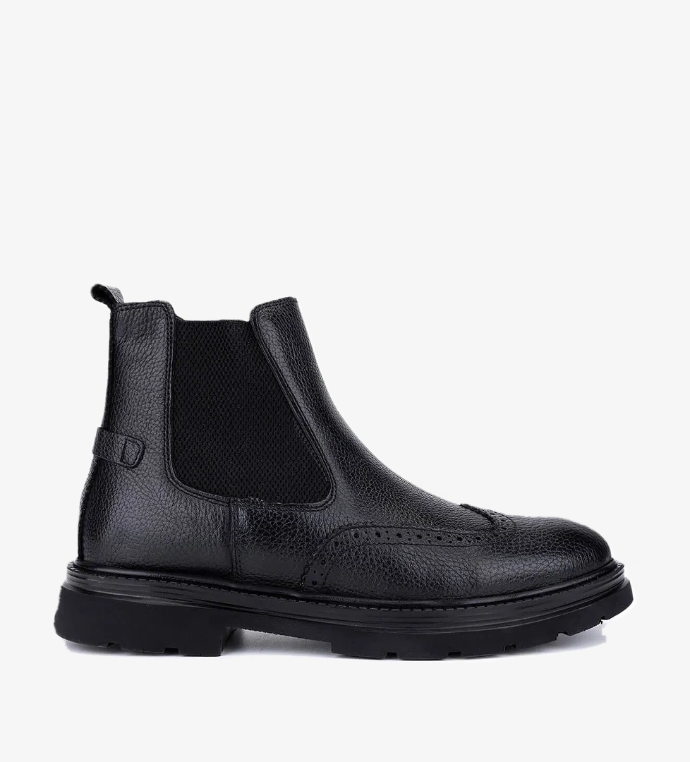 Tamer Tanca Erkek Hakiki Deri Siyah Casual Bot - Görsel 1