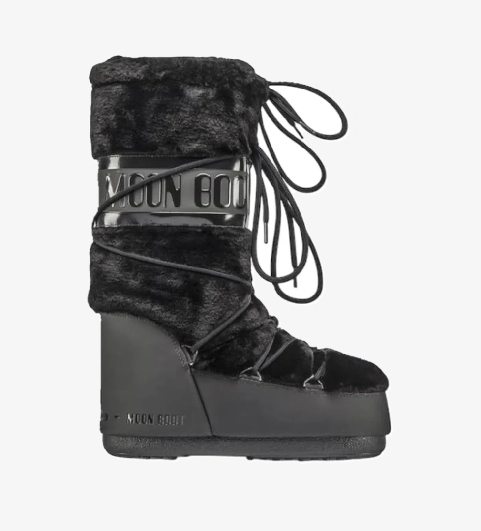 Moon Boot Moon Boot 80d1408900-n001 Moon Boot Classic Faux Fu Kadın Siyah Kar Botu | FashFed Siyah - 1. görsel