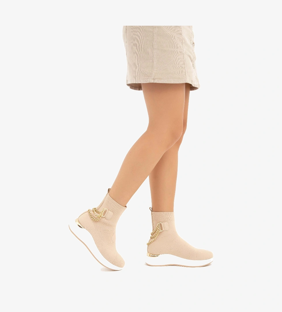 Tamer Tanca Tamer Tanca Kadın Triko Bej Casual Bot | FashFed Bej - 1. görsel