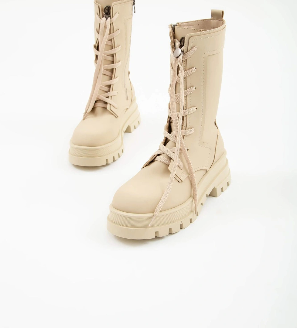 Tamer Tanca Tamer Tanca Kadın Hakiki Deri Bej POSTAL Bot | FashFed Bej - 1. görsel