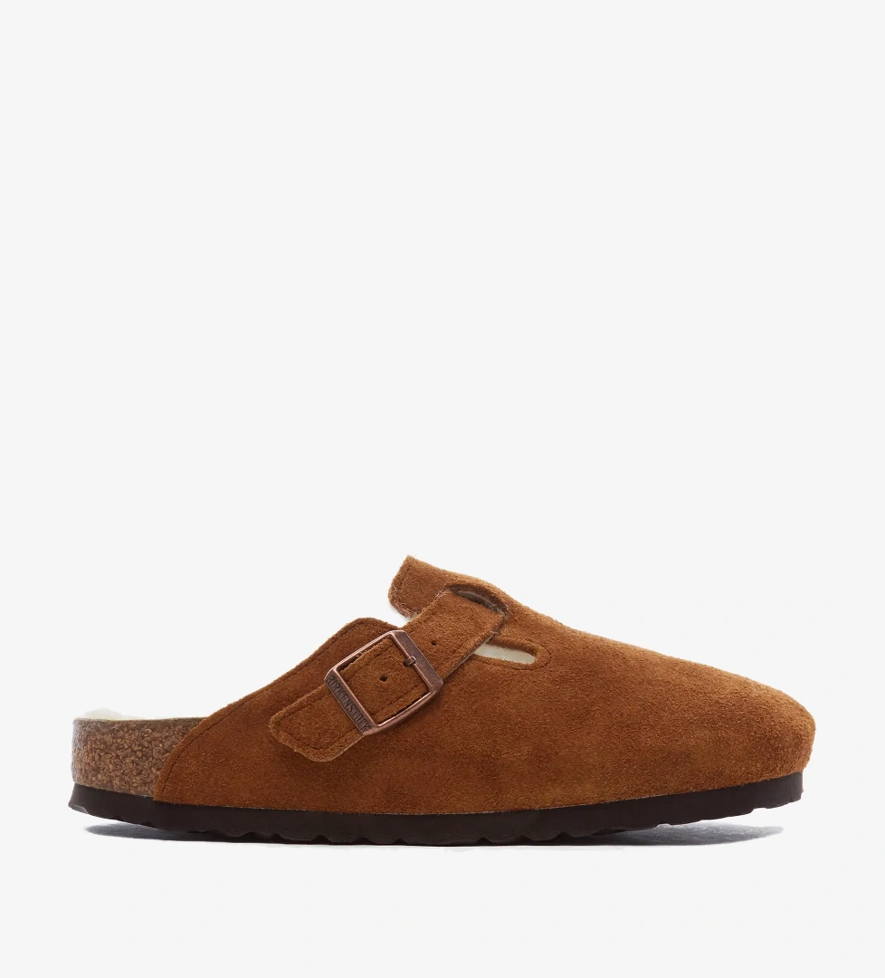 Birkenstock Suede Shearling Unisex Kahverengi Terlik