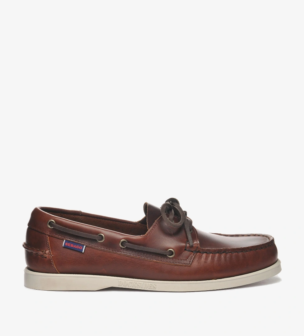 Sebago Sebago Docksides Portland Waxed Erkek Kahverengi/Krem Deri Ayakkabı Casual Ayakkabı | FashFed Kahverengi - 1. görsel