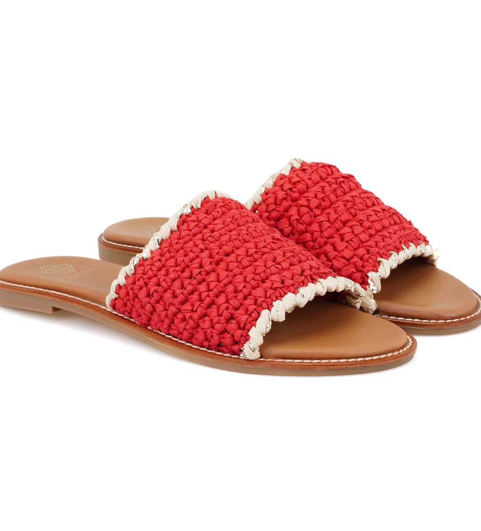 Kadın Kırmızı Örgülü Terlik - Görsel 1