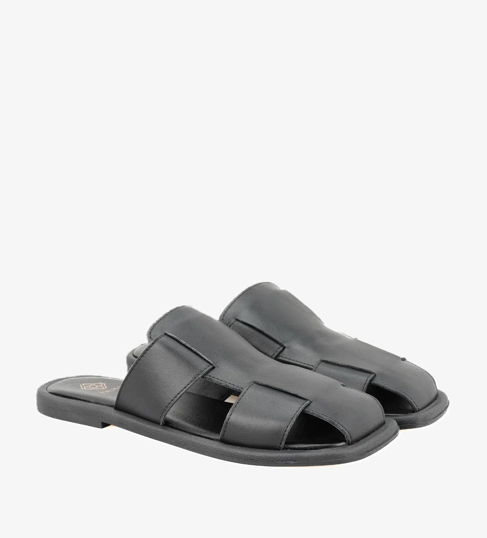 Kadın Siyah Deri Terlik