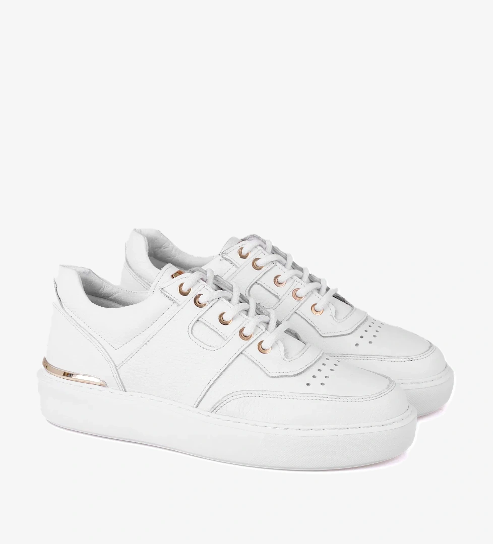 Astrid Beyaz Erkek Deri Spor Ayakkabı - Görsel 1