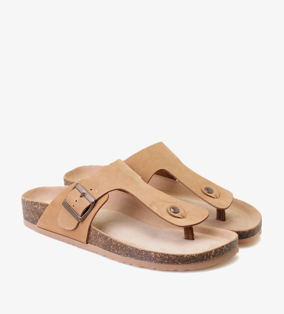 Karen Kahve Erkek Parmak Arası Nubuk Deri Terlik