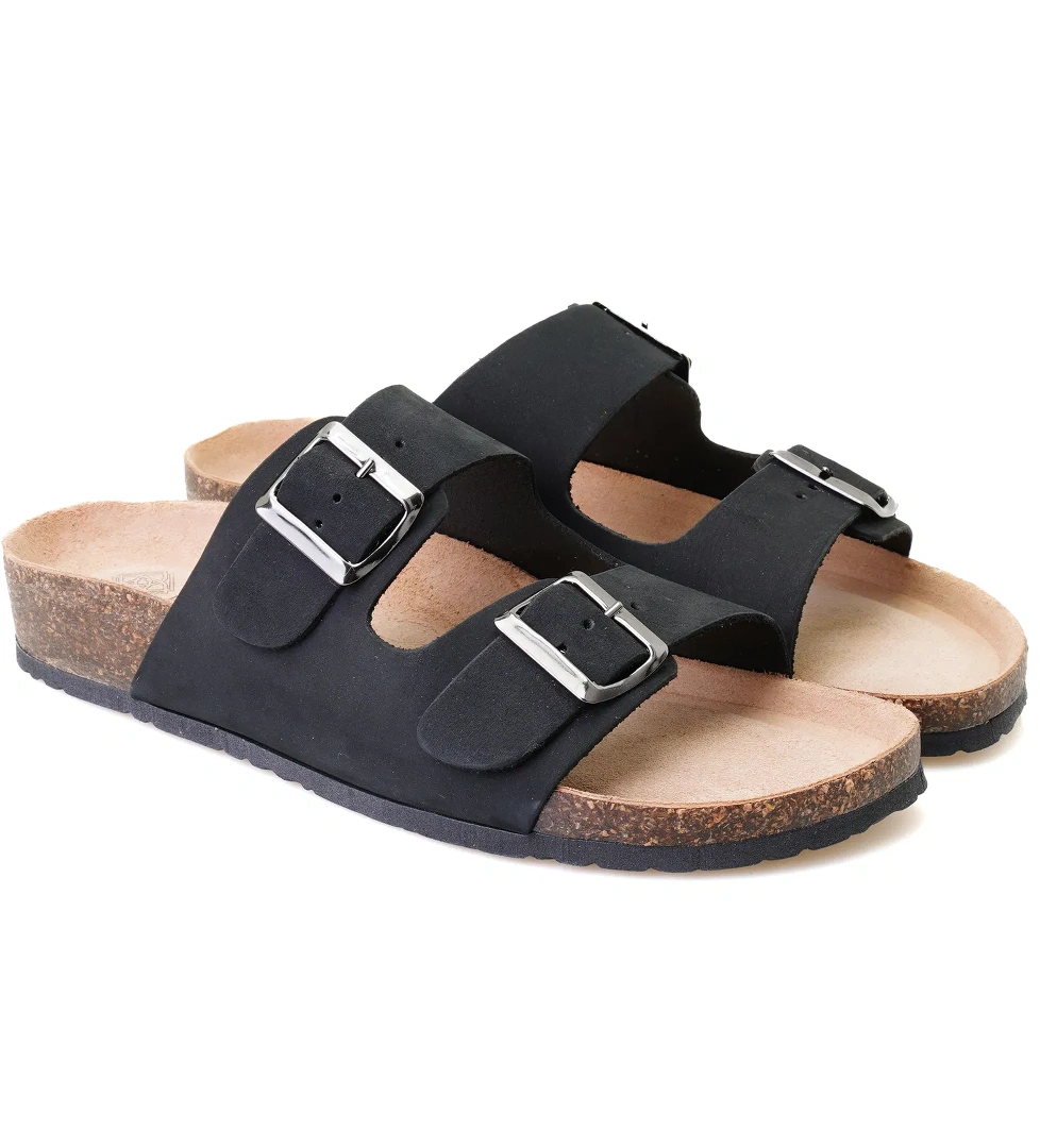 Desa Karina Siyah Erkek Ayarlanabilir Tokalı Nubuk Deri Terlik model görseli