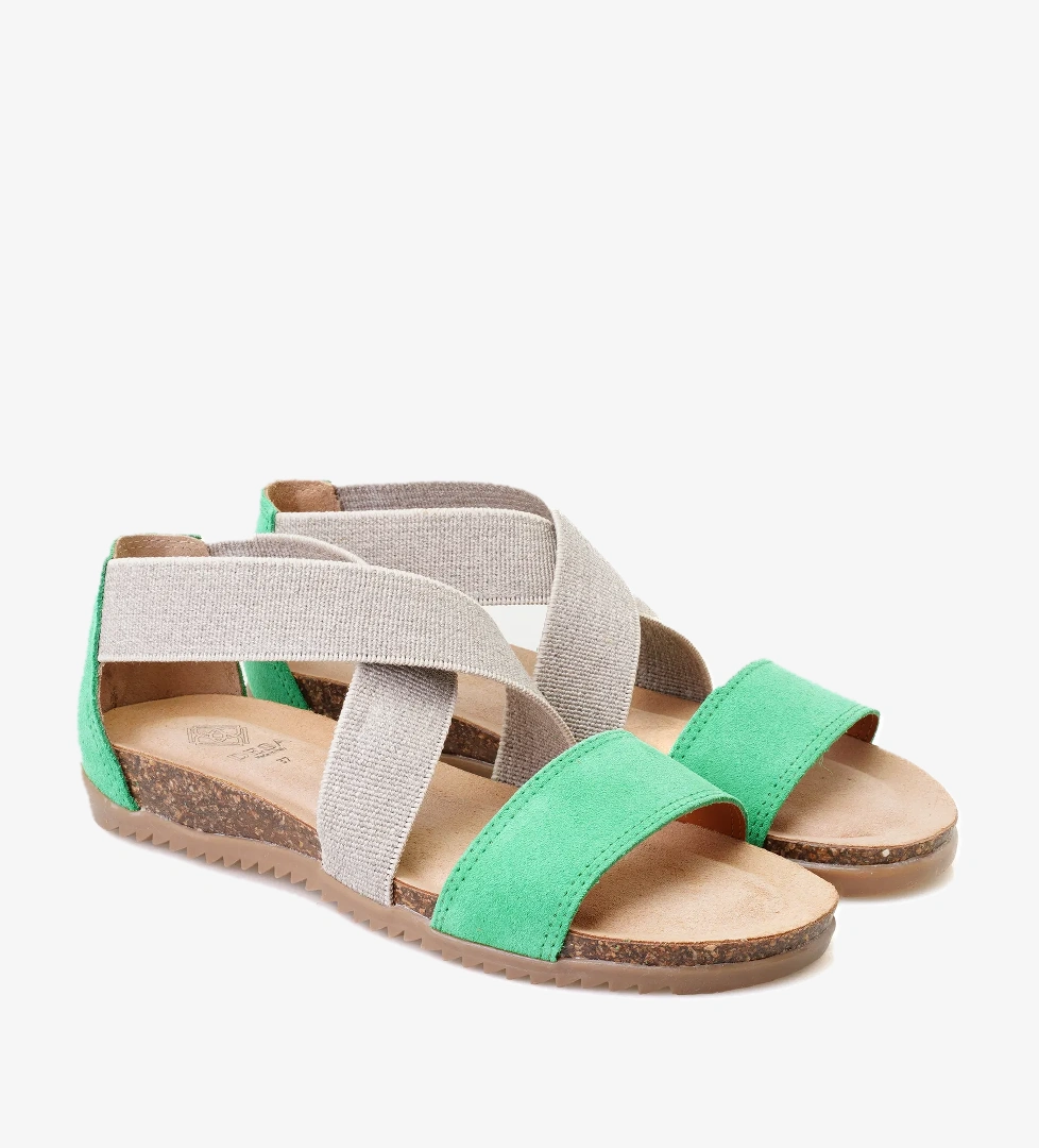 Kadın Yeşil Süet Deri Sandalet