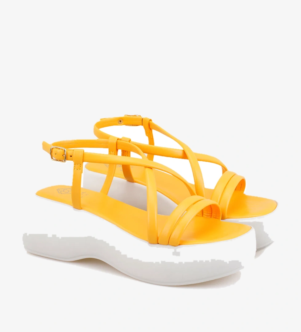 Kadın Sarı Dolgu Tabanlı Sandalet