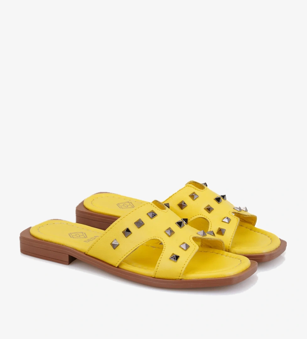 Kadın Sarı Deri Terlik - Görsel 1