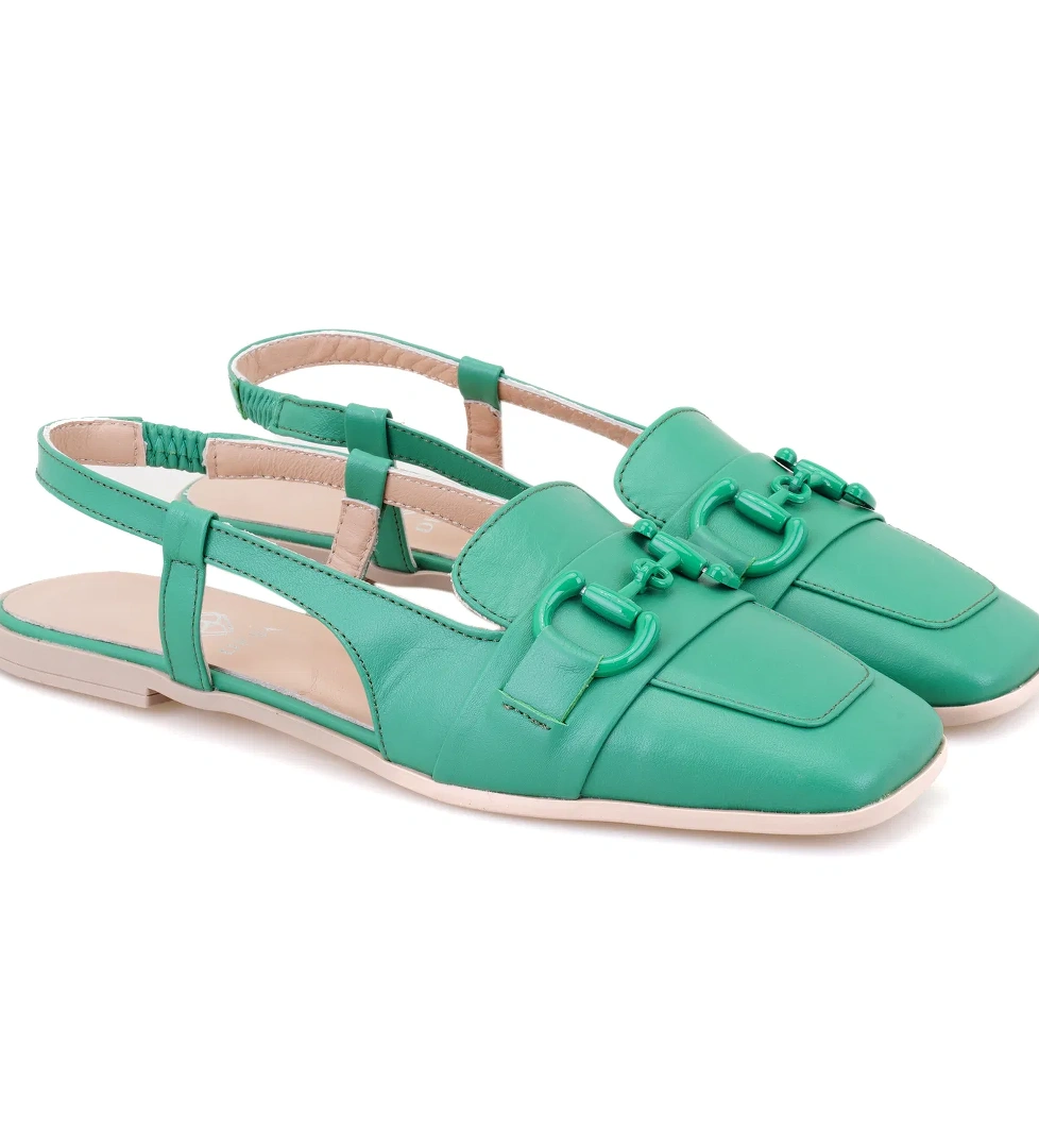 Desa Kadın Yeşil Toka Aksesuarlı Deri Loafer model görseli