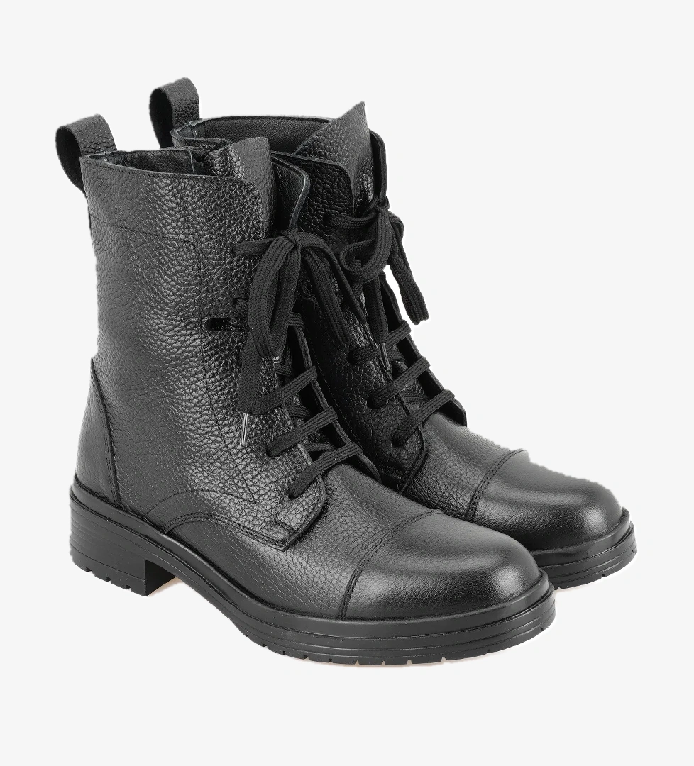 Kadın Siyah Fermuarlı Deri Bot - Görsel 1