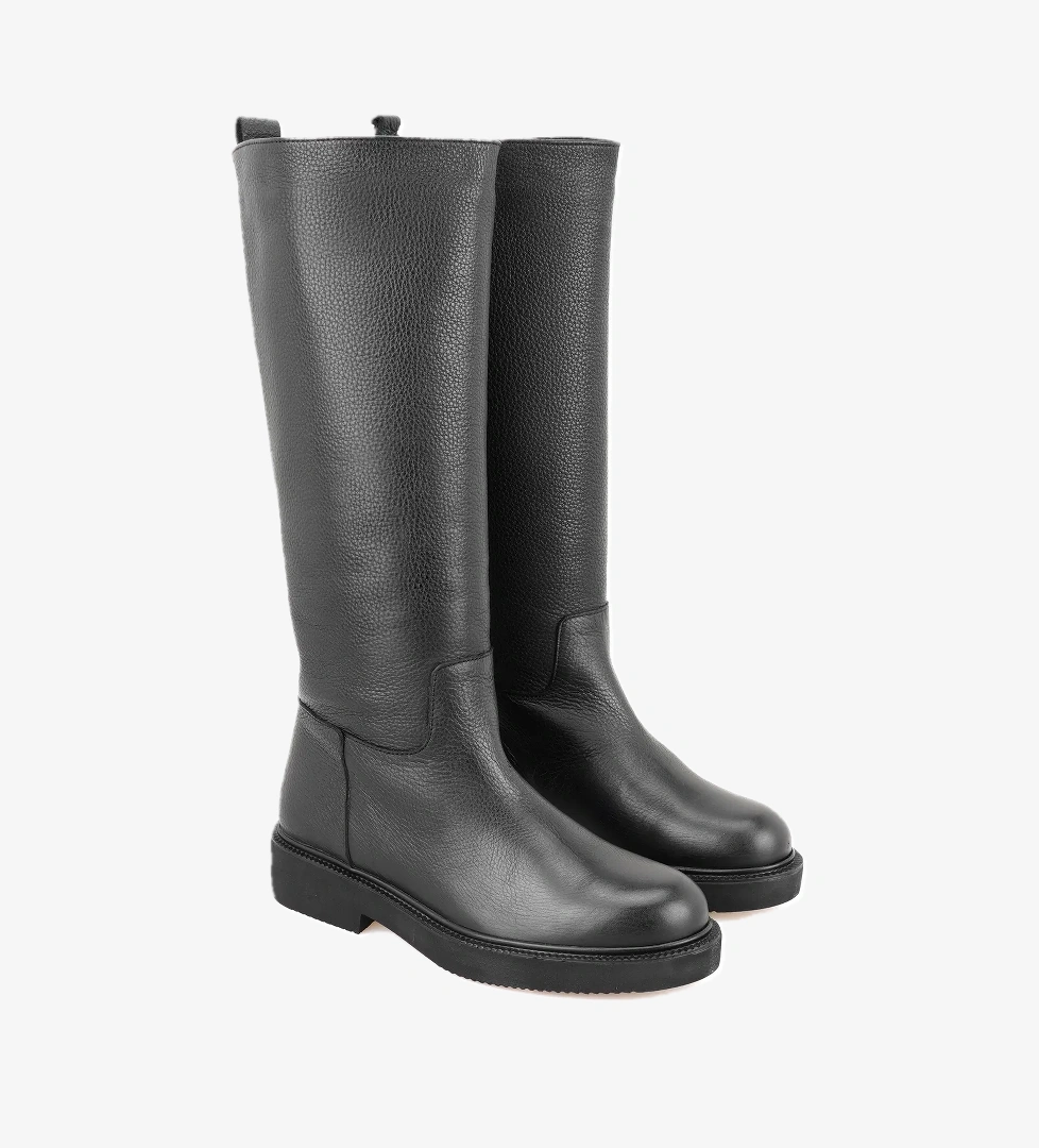 Kadın Siyah Deri Çizme