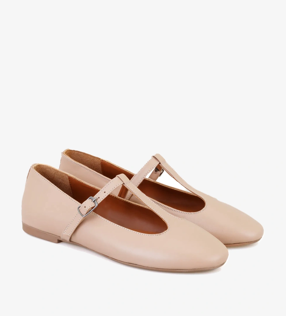 Desa Matilda Bej Kadın T-Bant Mary Jane Deri Babet model görseli