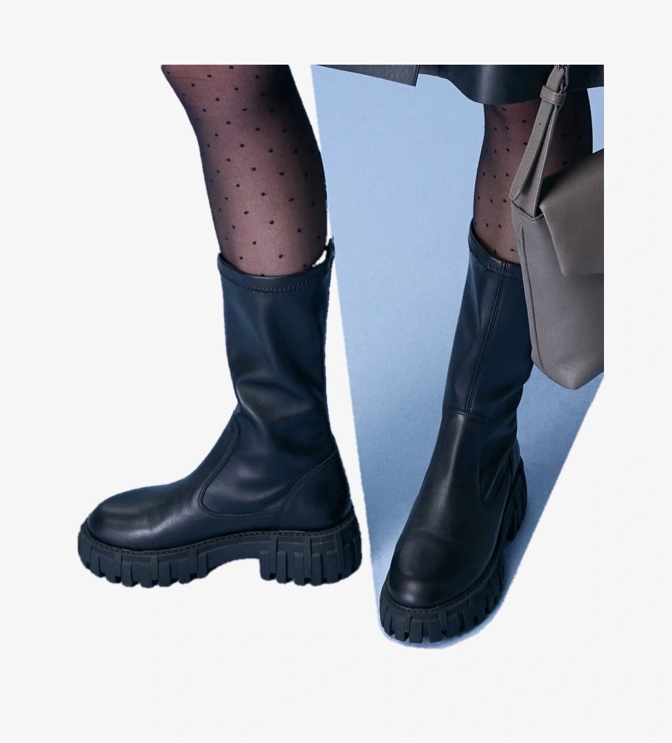 Zexia Siyah Kadın Deri Çizme - Görsel 1