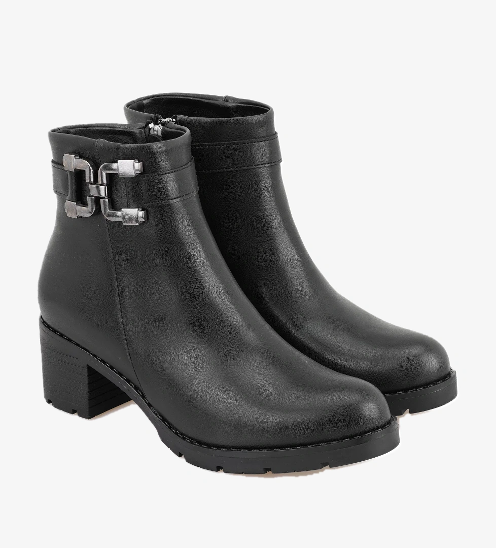 Kadın Siyah Fermuarlı Topuklu Bot - Görsel 1