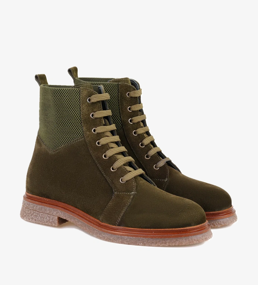 Kadın Yeşil Bağcıklı Süet Deri Postal Bot