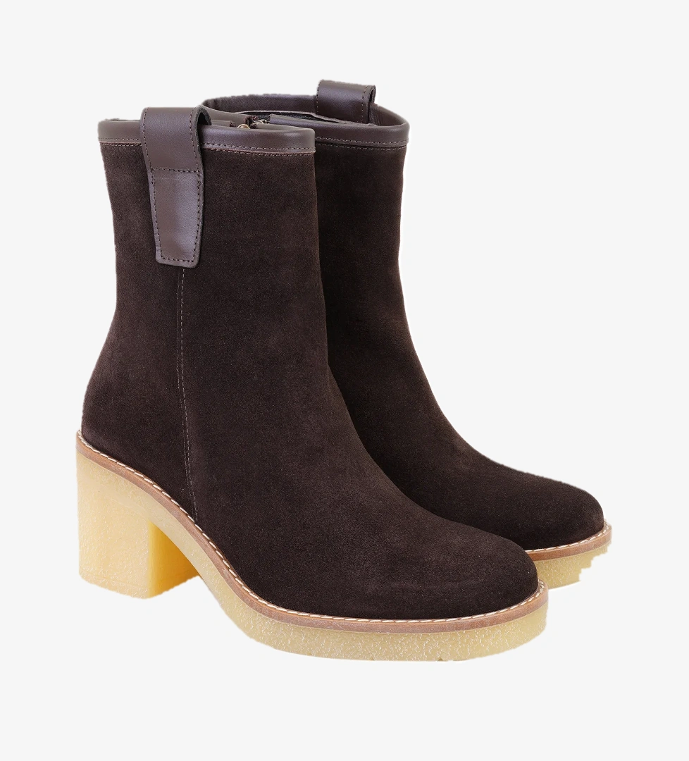 Desa Desa Kahverengi Loza Kahve Kadın Topuklu Süet Deri Bot FashFed'de! Kahverengi - 1. görsel