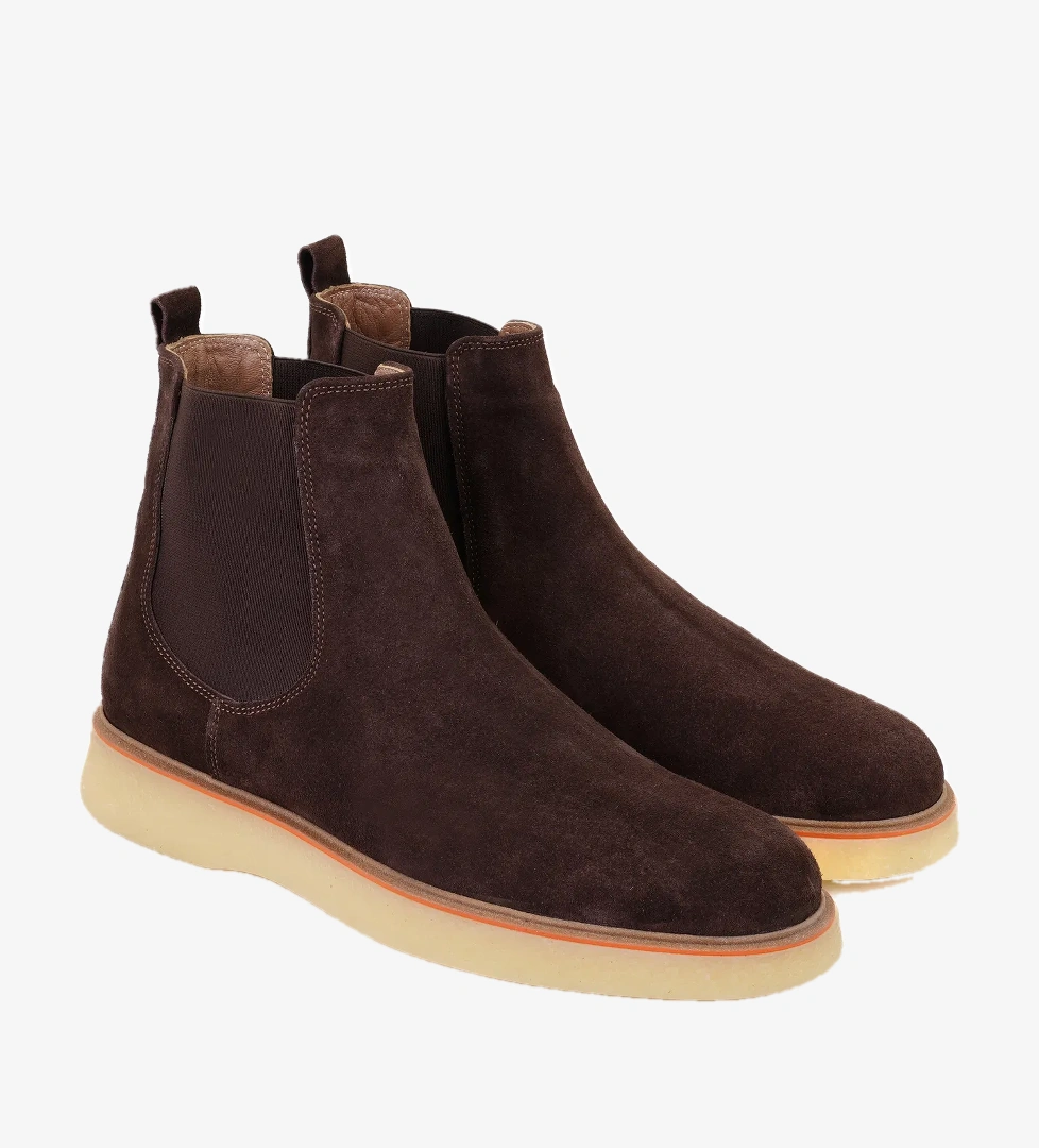 Ndari Kahve Erkek Lastikli Süet Deri Chelsea Bot