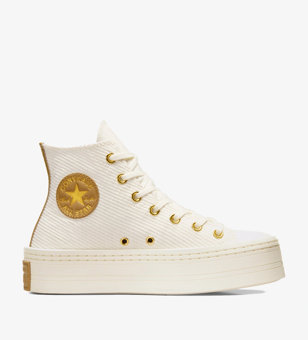 Converse Converse Chuck Taylor All Star Modern Lift Corduroy Unisex Krem Platform Sneaker FashFed'de! Krem - 1. görsel