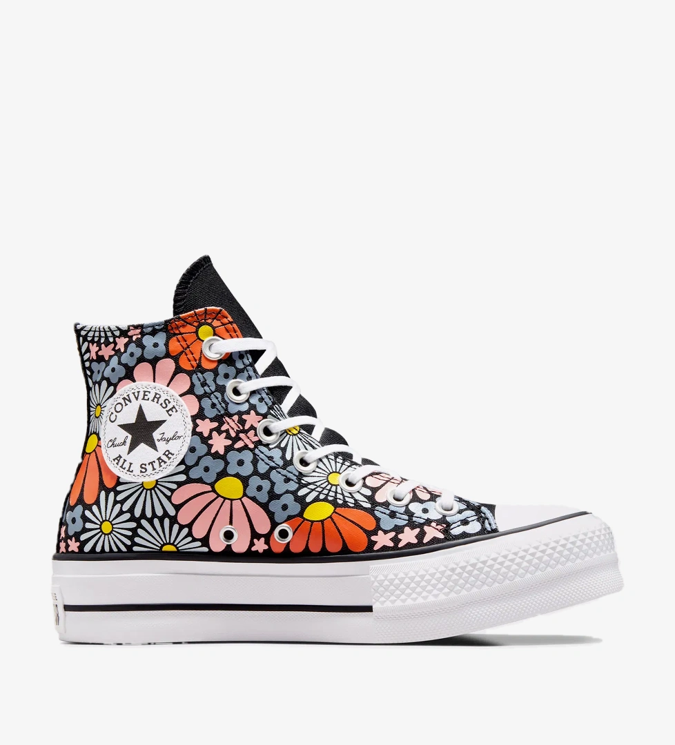Converse Chuck Taylor All Star Lift Platform Floral Kadın Siyah Sneaker - Görsel 1