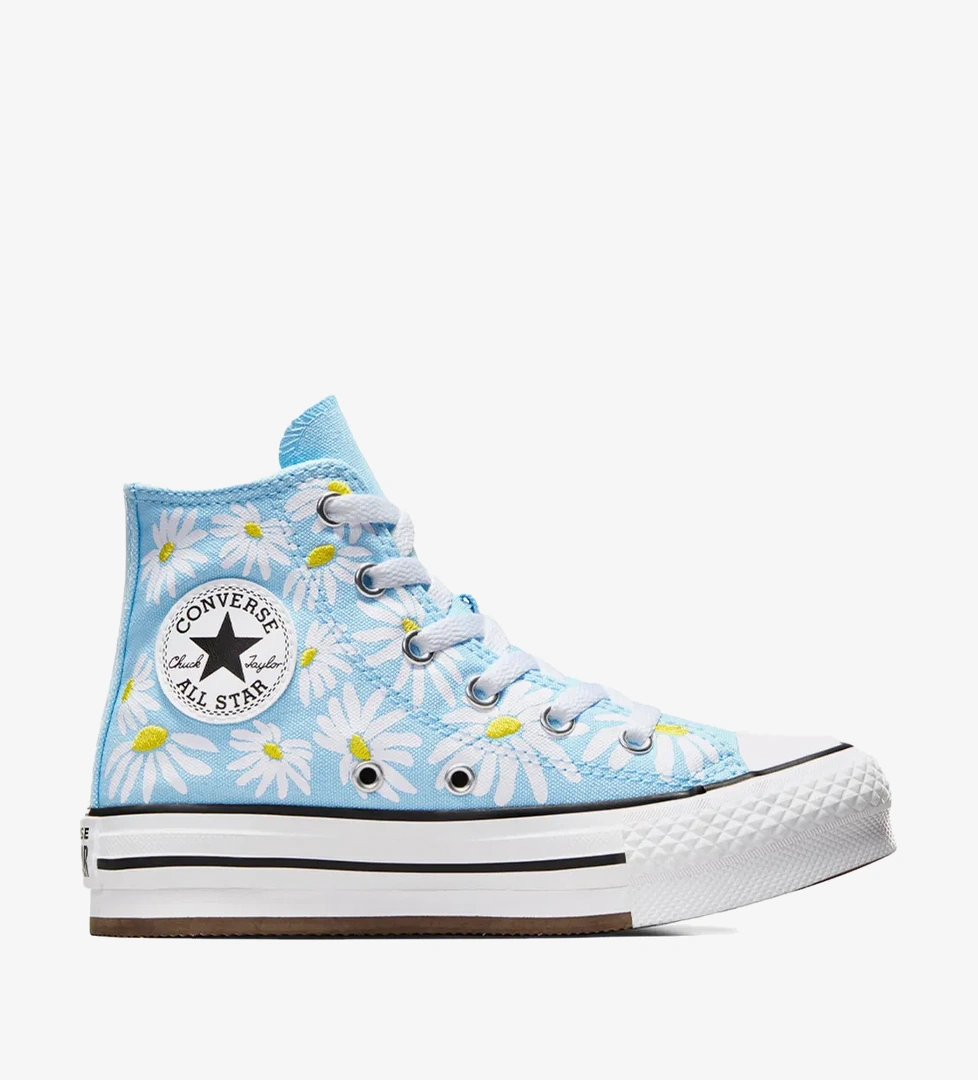 Converse Chuck Taylor All Star Lift Floral Çocuk Mavi Platform Sneaker