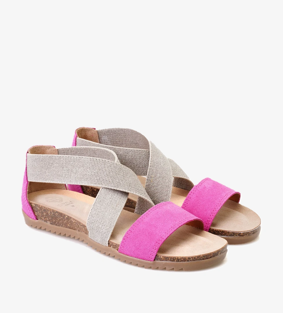 Kadın Pembe Süet Deri Sandalet