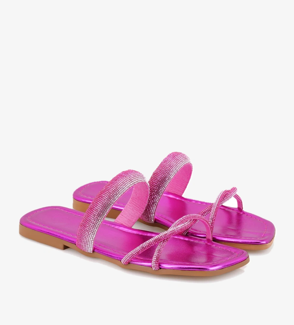 Desa Kadın Pembe Parlak Taş Detaylı Terlik model görseli