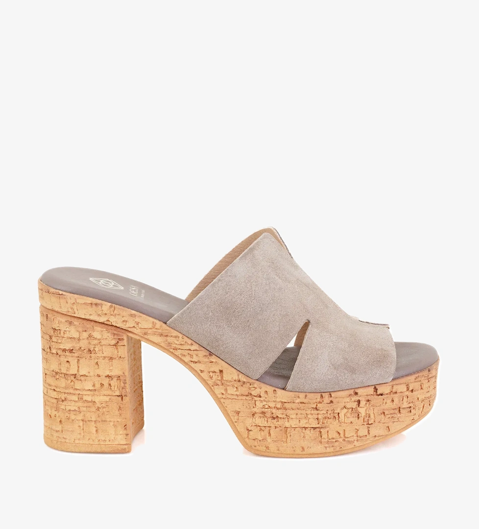 Desa Kadın Taba Vizon Platform Topuklu Deri Terlik model görseli