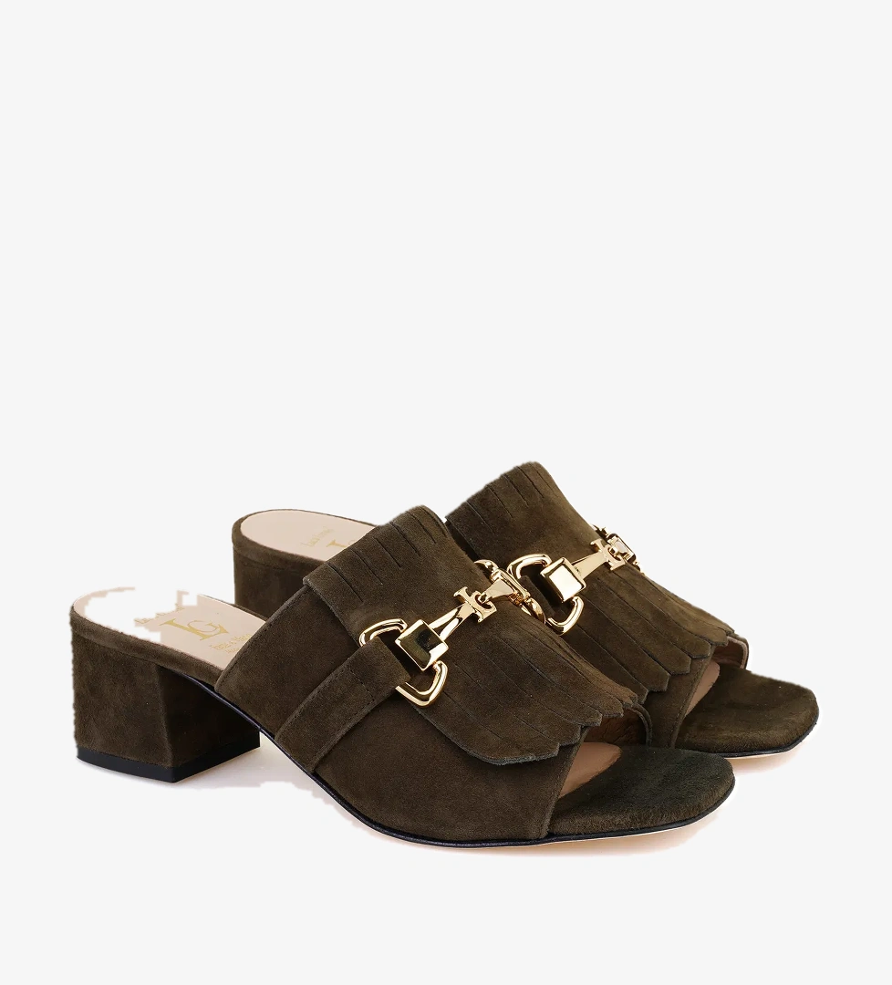 Luca Grossi Yeşil Toka Aksesuarlı Topuklu Terlik - Görsel 1