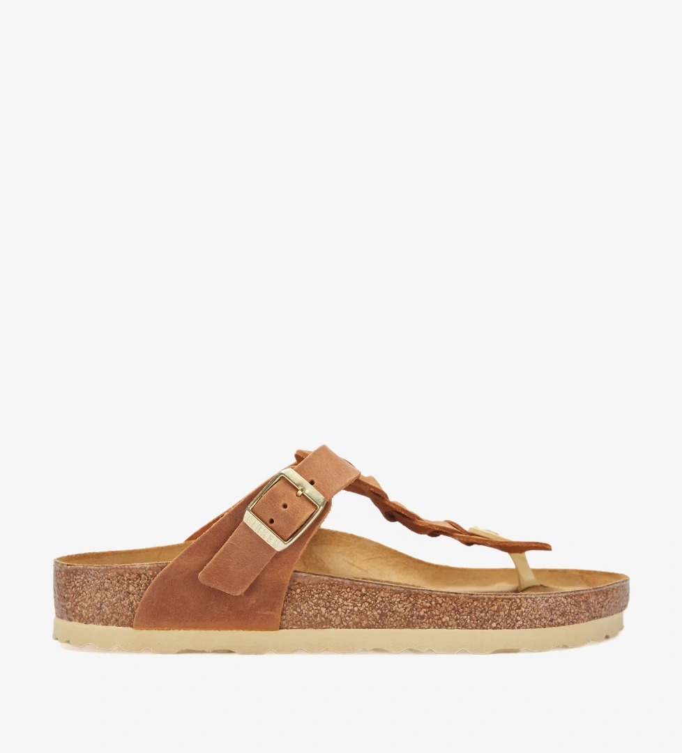Birkenstock Gizeh Leoi Braided Kadın Kahverengi Terlik - Görsel 1