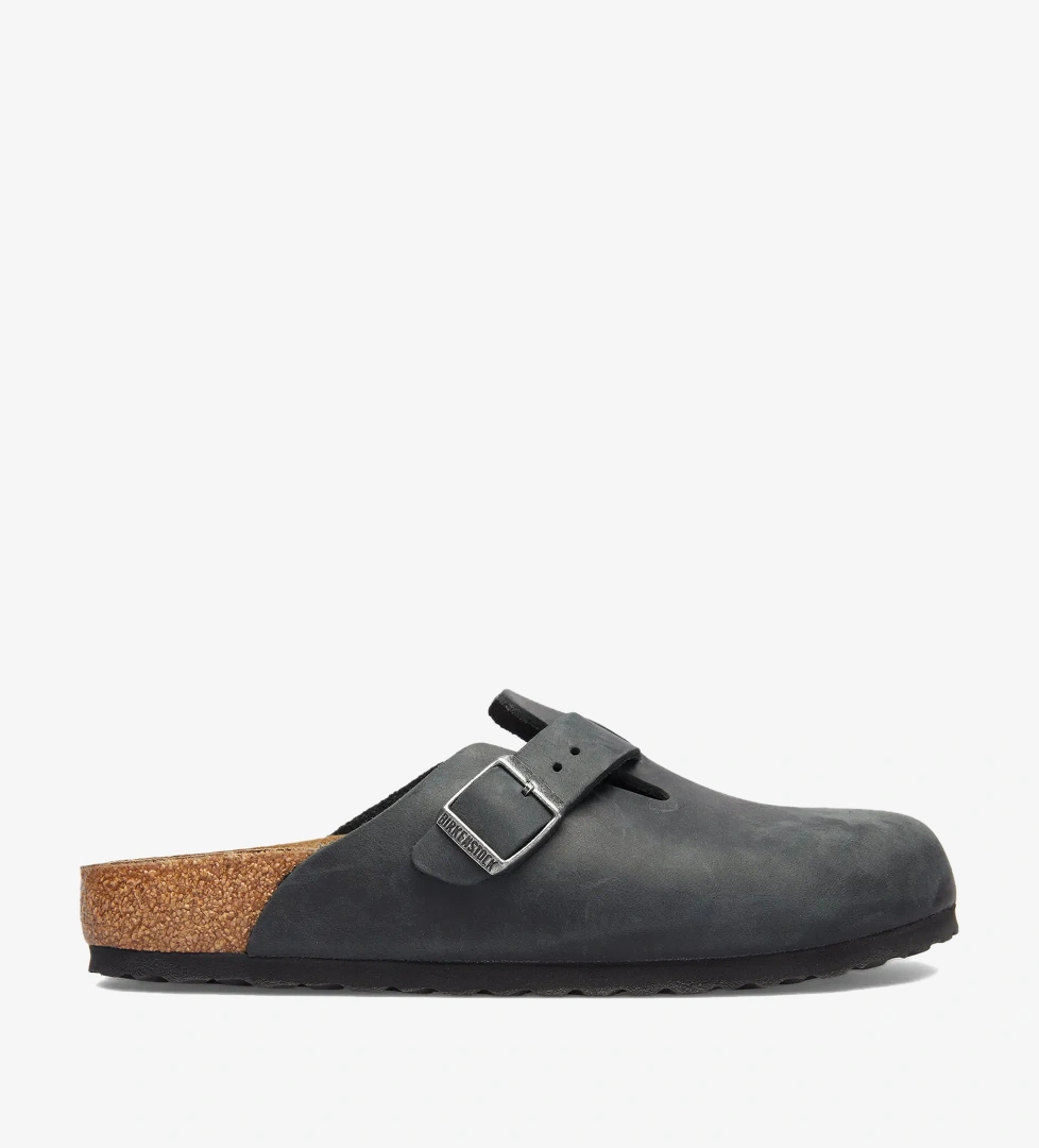 Birkenstock Boston Leoi Unisex Siyah Terlik - Görsel 1