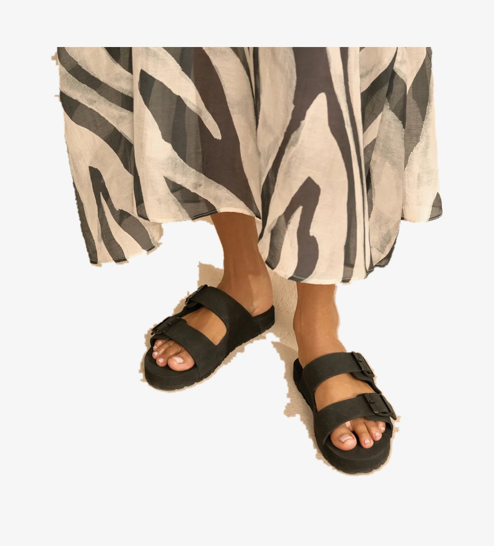 Manebi Honolulu Nordic Kadın Siyah Sandalet - Görsel 1