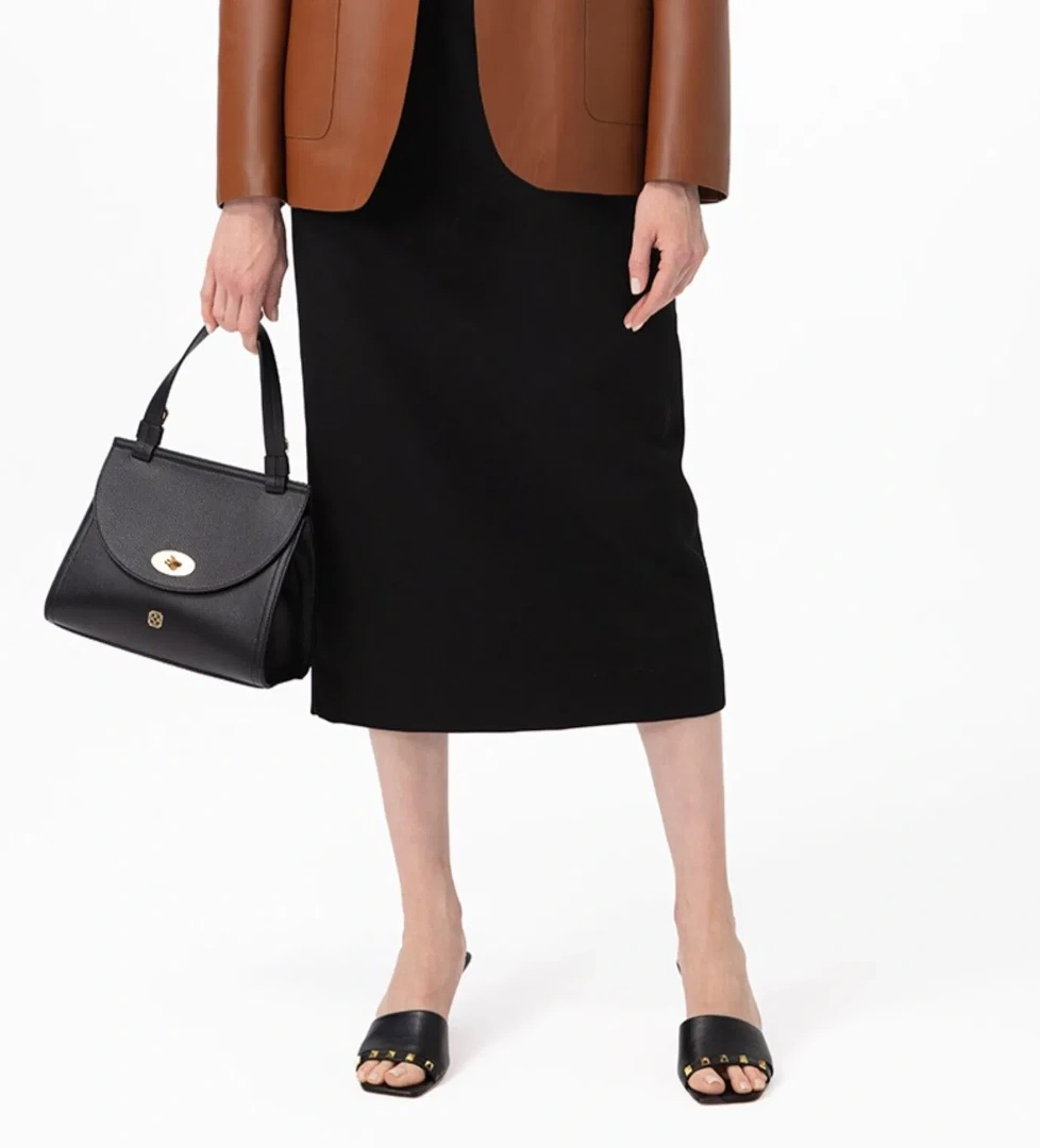 Kadın Siyah Topuklu Deri Terlik - Görsel 1