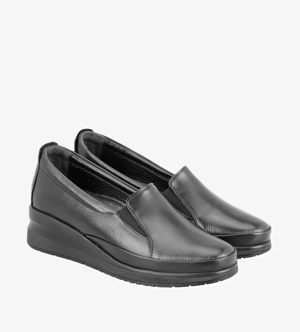 Kadın Siyah Deri Günlük Ayakkabı - Görsel 1