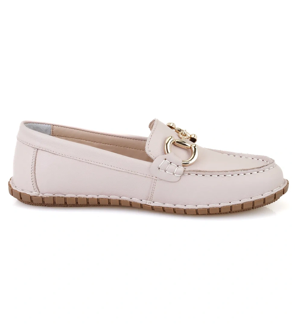 Kadın Pudra DesaComfort Deri Loafer - Görsel 1