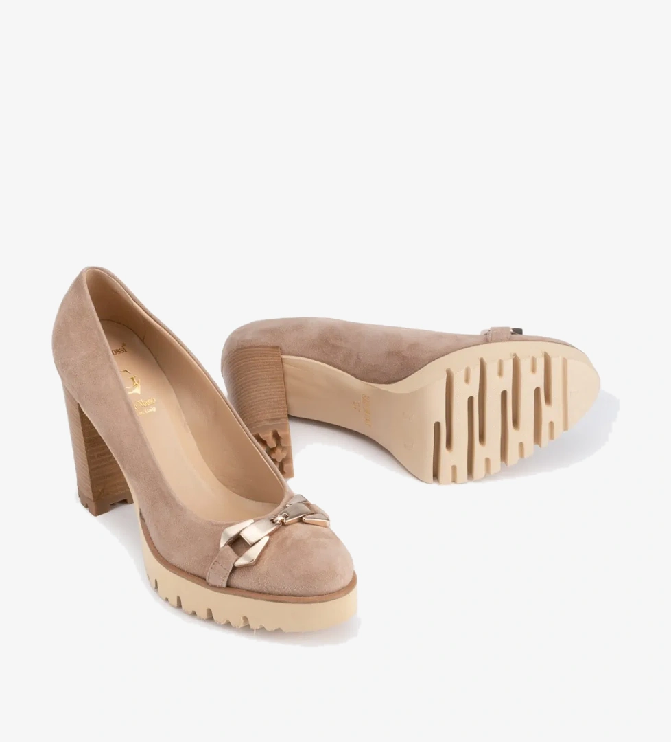 Luca Grossi Bej Kadın Topuklu Loafer - Görsel 1